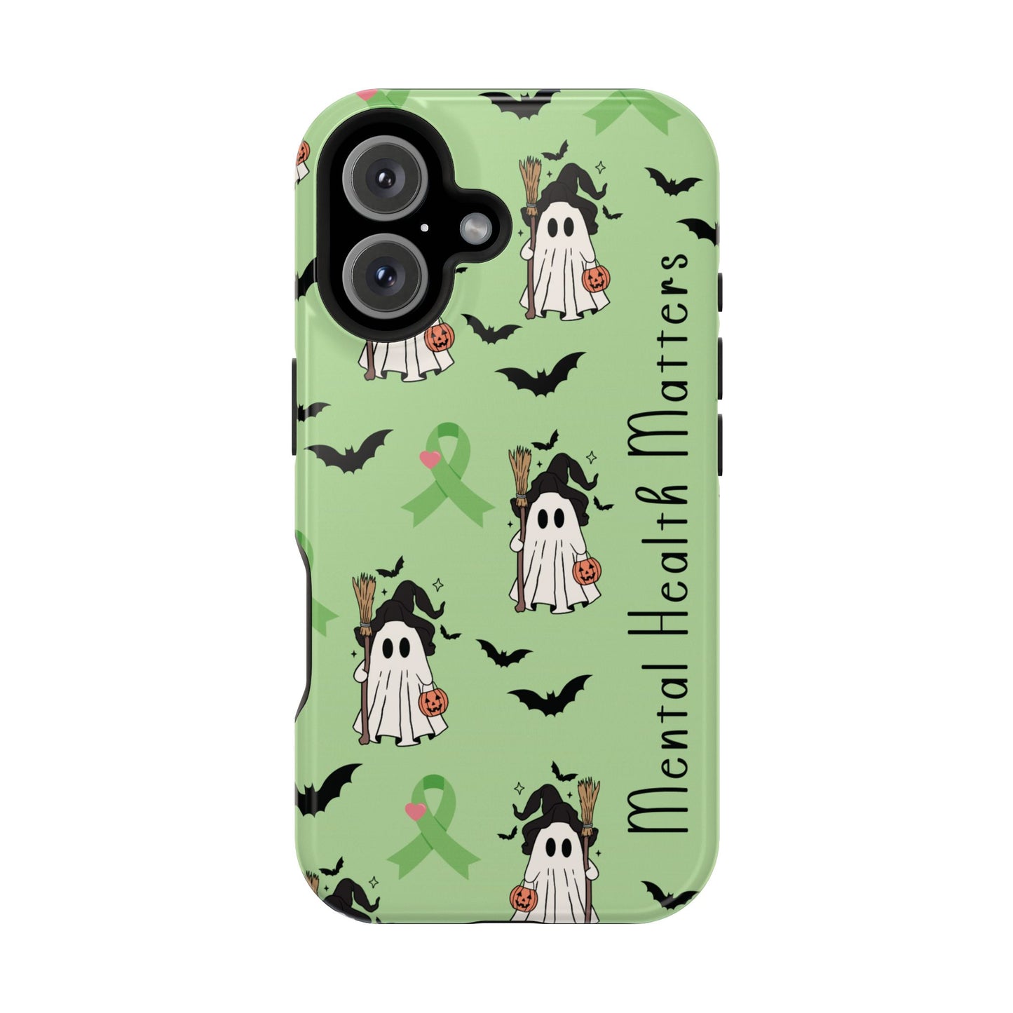 Green Halloween Mental Health Matters Ribbon Magnetic Phone Case