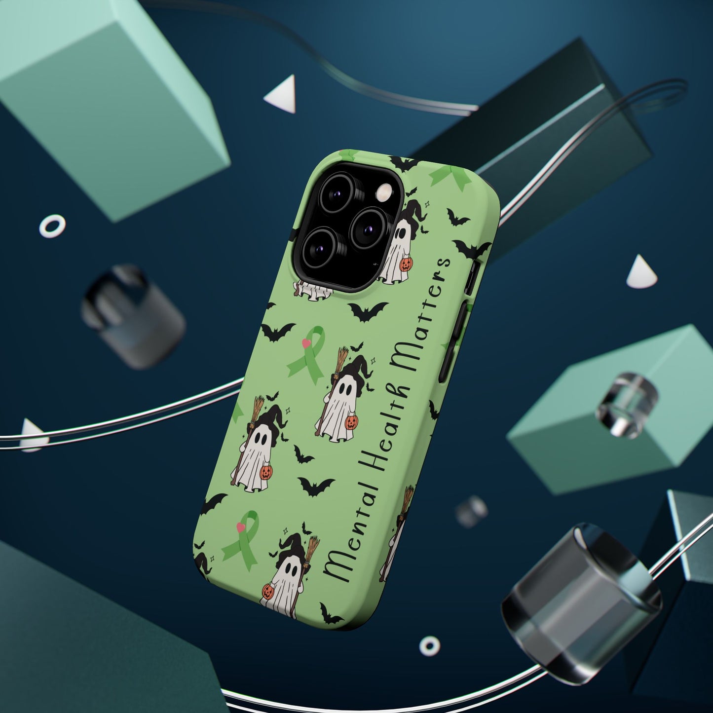 Green Halloween Mental Health Matters Ribbon Magnetic Phone Case