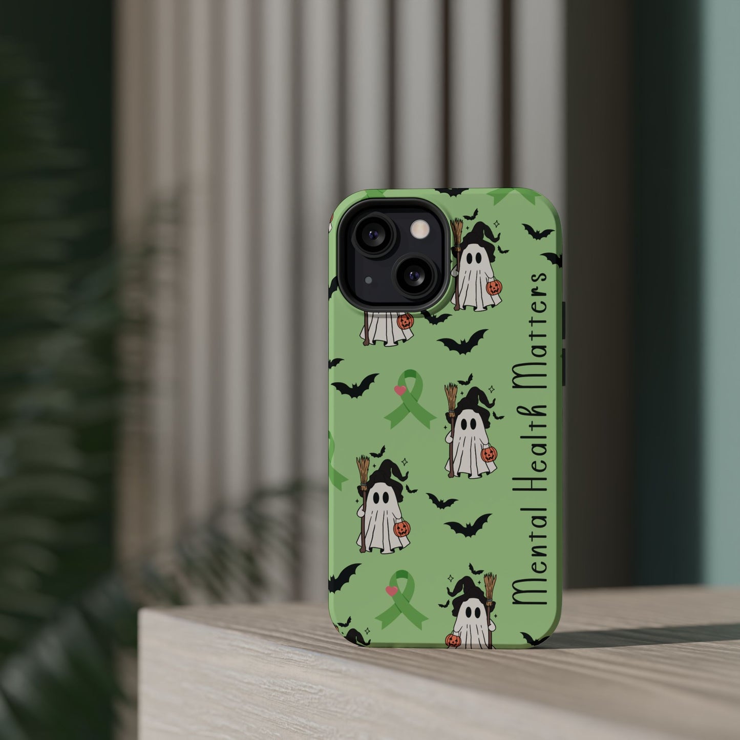 Green Halloween Mental Health Matters Ribbon Magnetic Phone Case