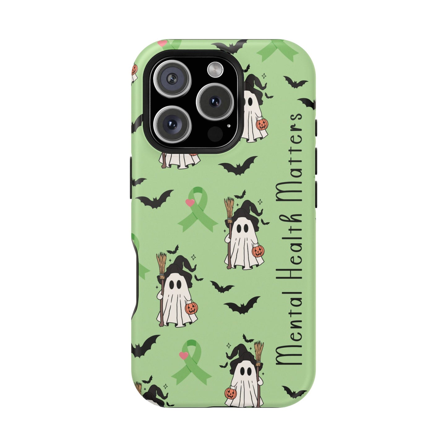 Green Halloween Mental Health Matters Ribbon Magnetic Phone Case