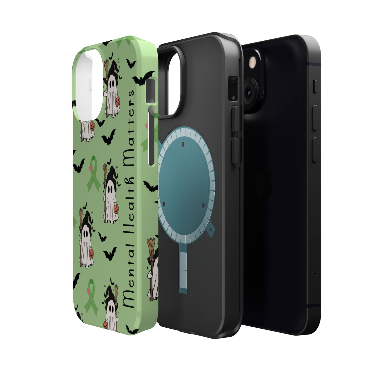 Green Halloween Mental Health Matters Ribbon Magnetic Phone Case