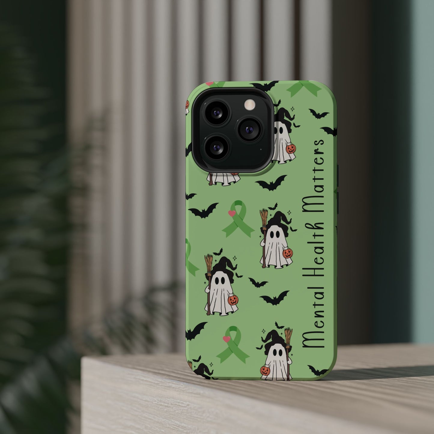 Green Halloween Mental Health Matters Ribbon Magnetic Phone Case