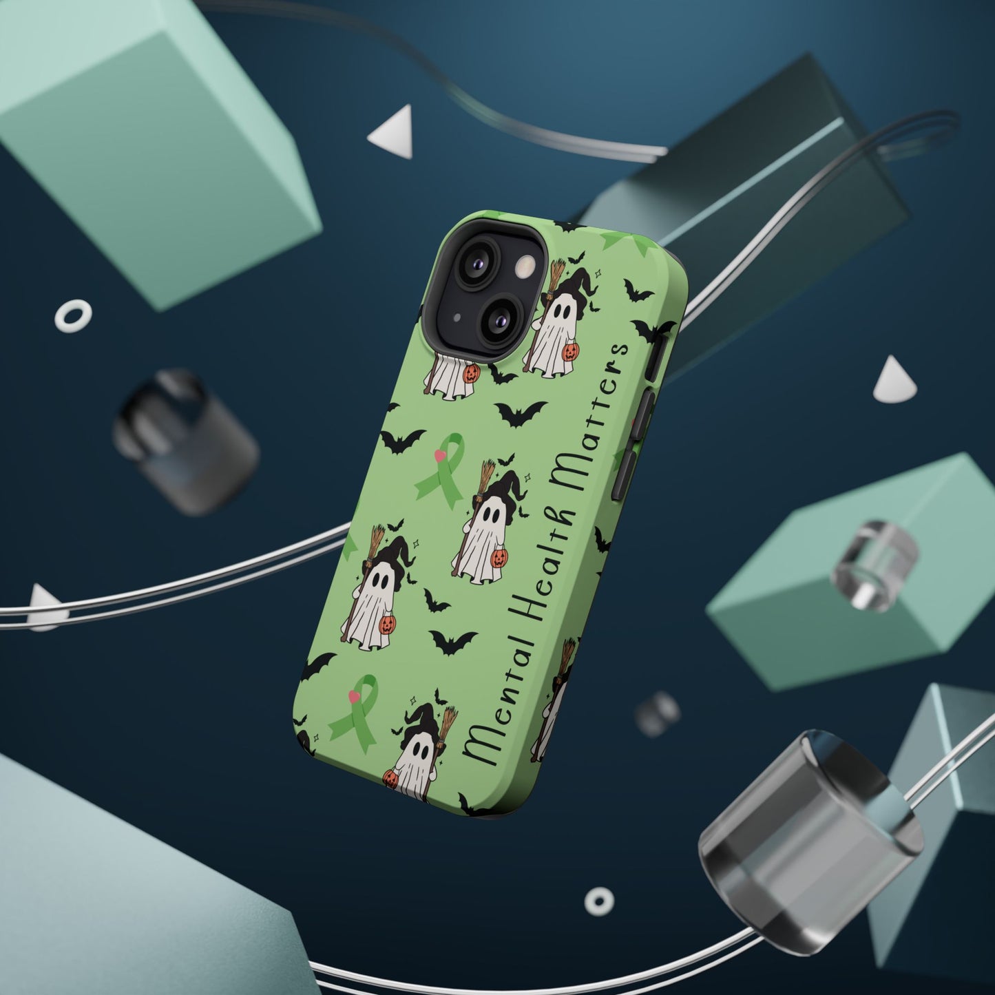 Green Halloween Mental Health Matters Ribbon Magnetic Phone Case