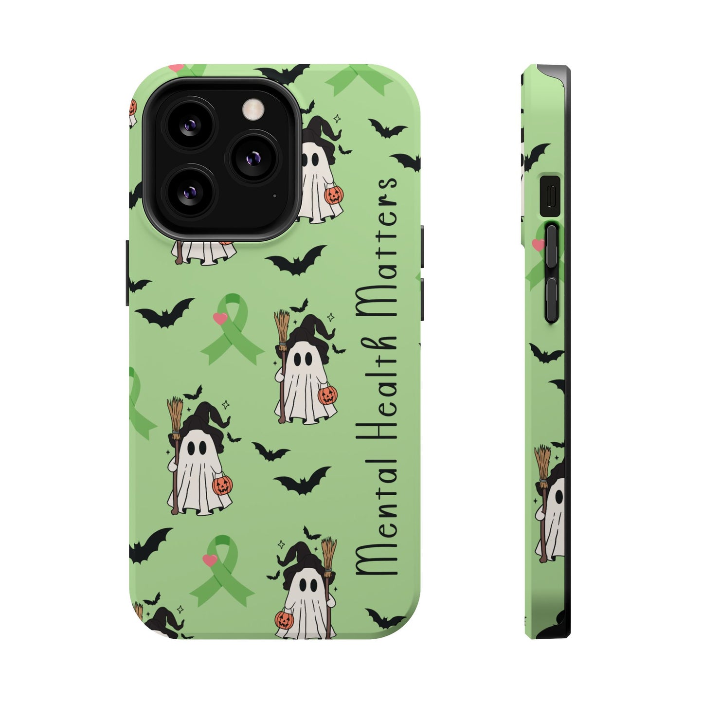 Green Halloween Mental Health Matters Ribbon Magnetic Phone Case