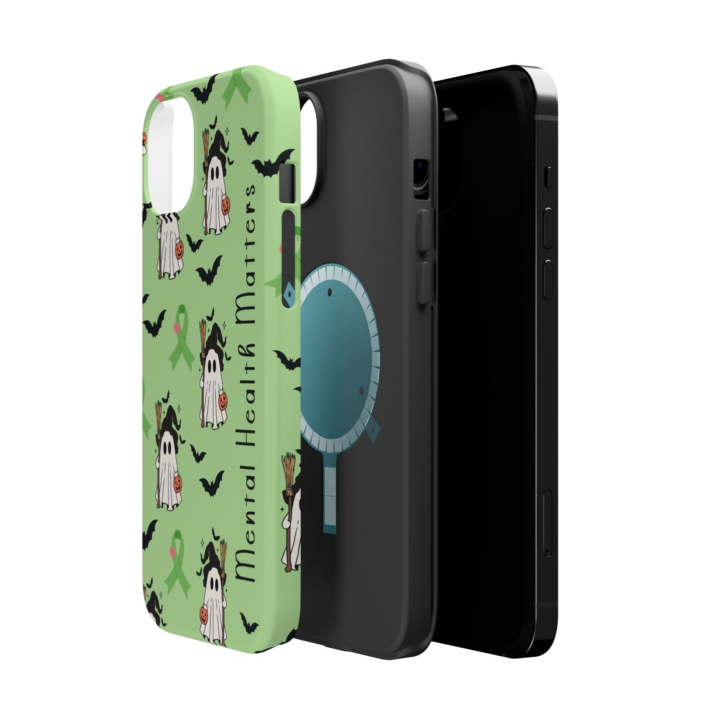 Green Halloween Mental Health Matters Ribbon Magnetic Phone Case