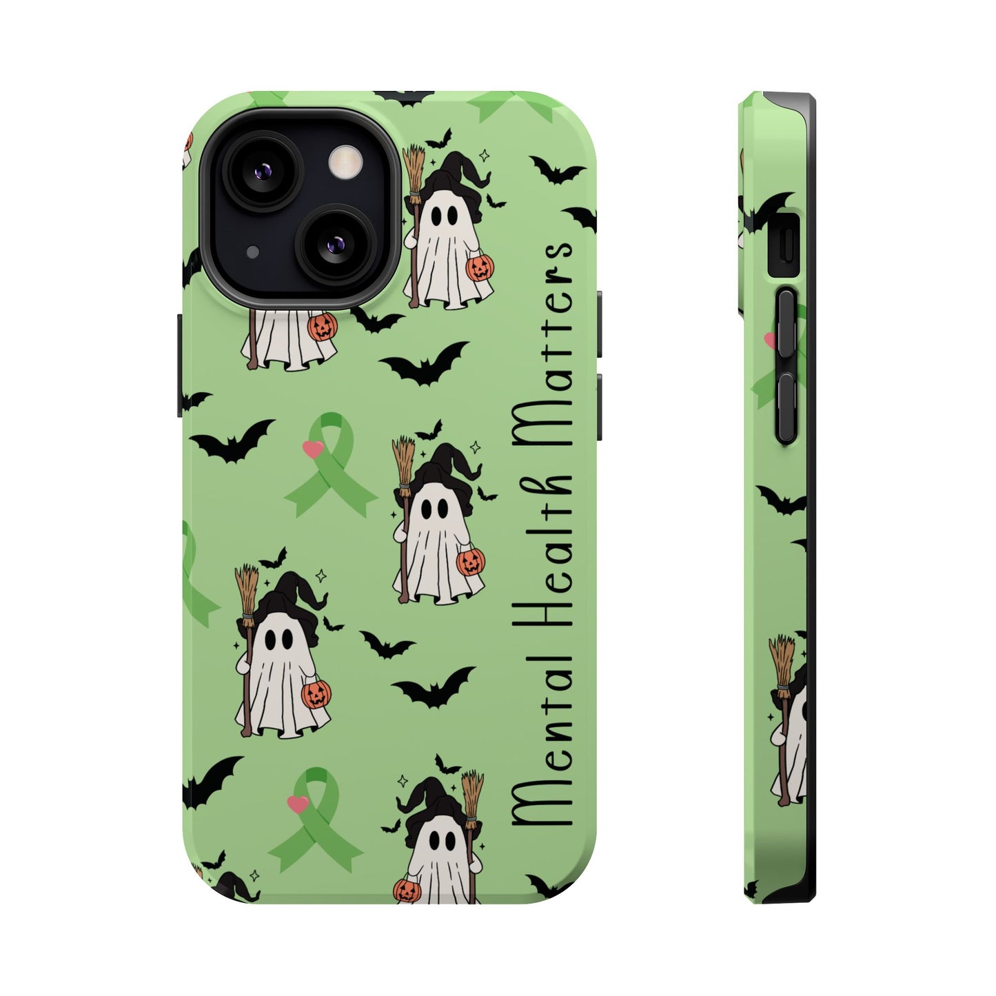 Green Halloween Mental Health Matters Ribbon Magnetic Phone Case
