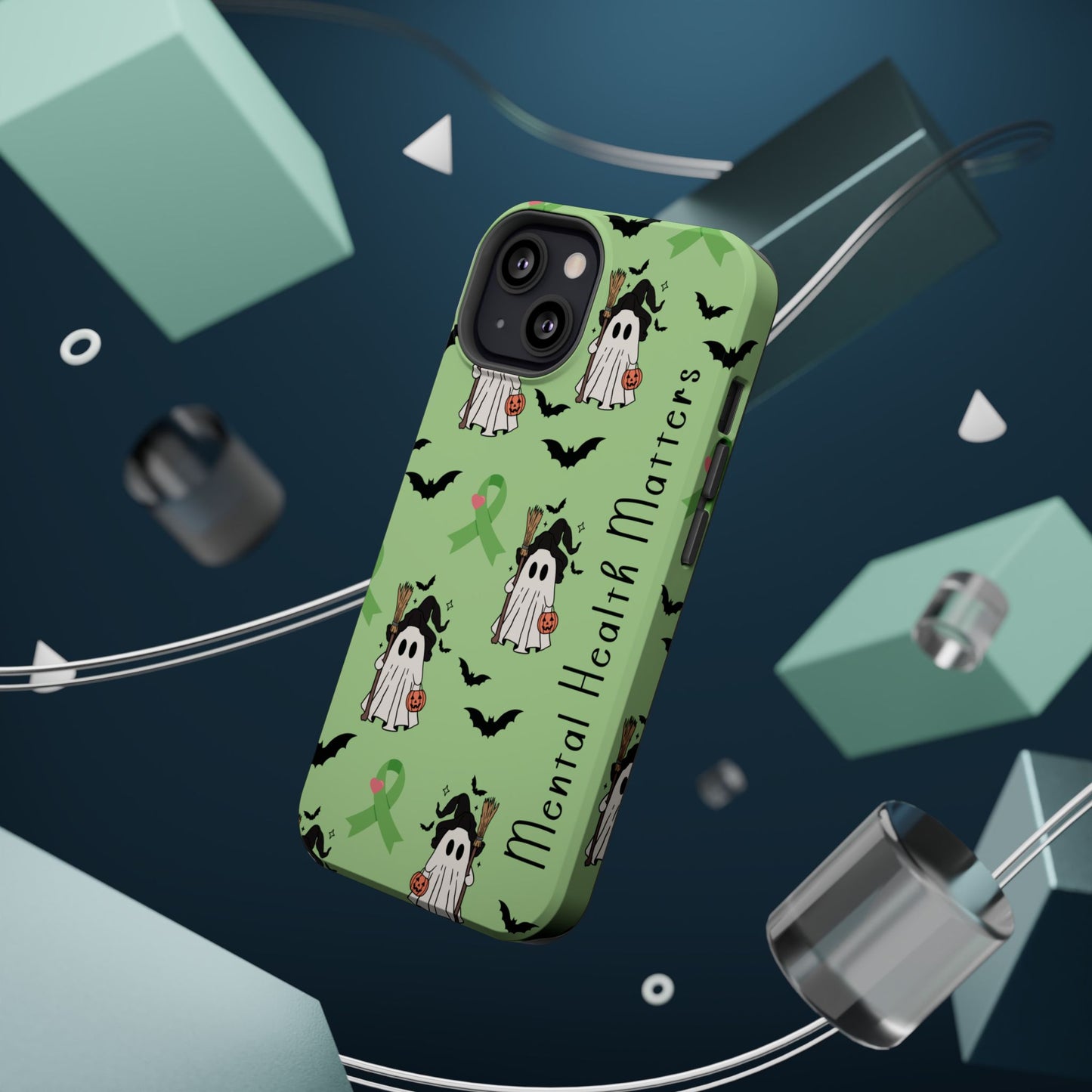 Green Halloween Mental Health Matters Ribbon Magnetic Phone Case