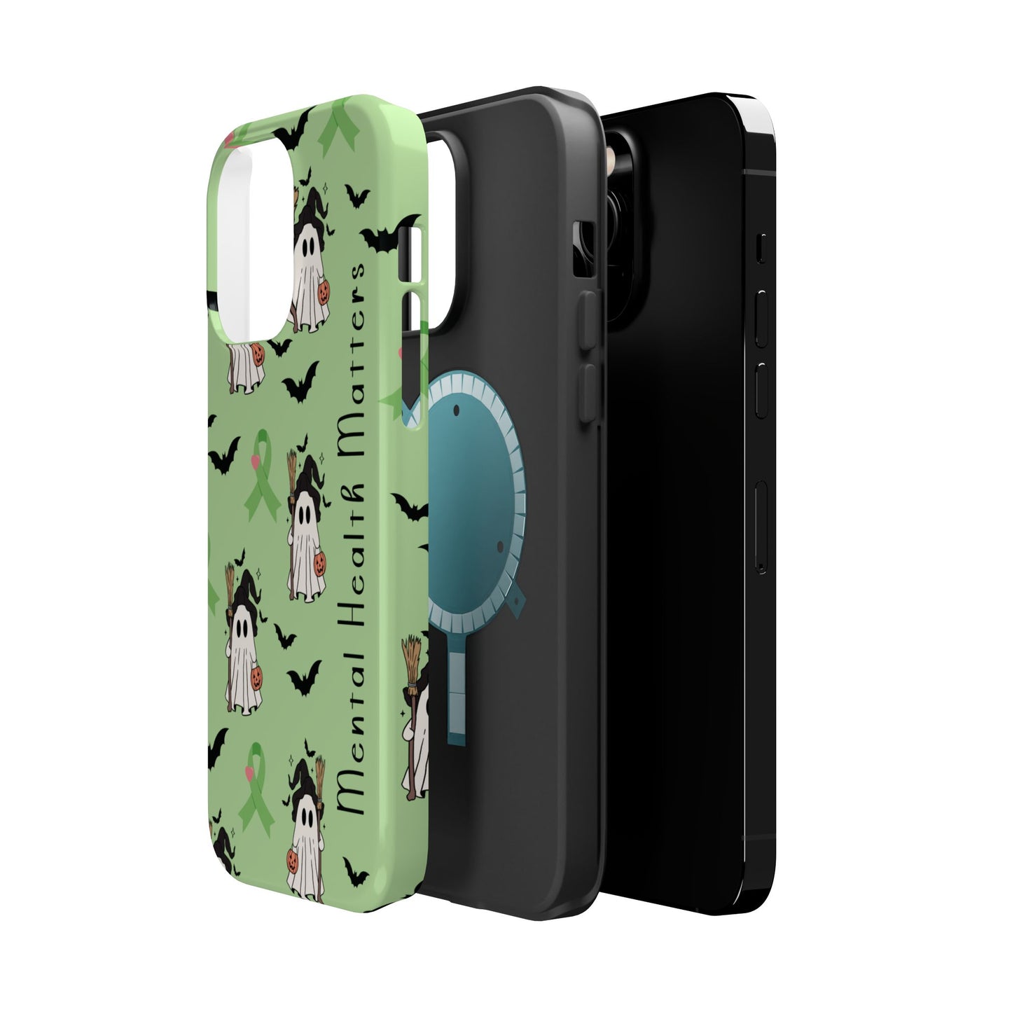 Green Halloween Mental Health Matters Ribbon Magnetic Phone Case
