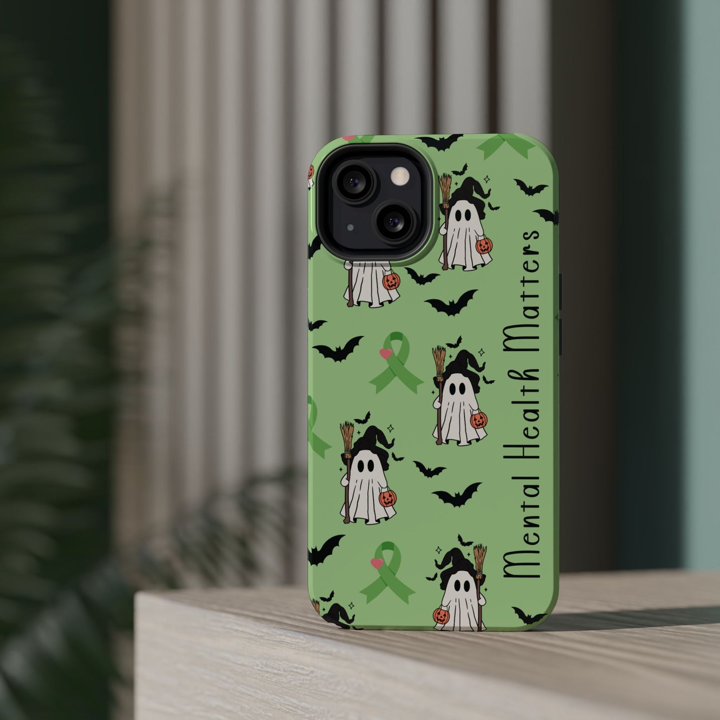 Green Halloween Mental Health Matters Ribbon Magnetic Phone Case