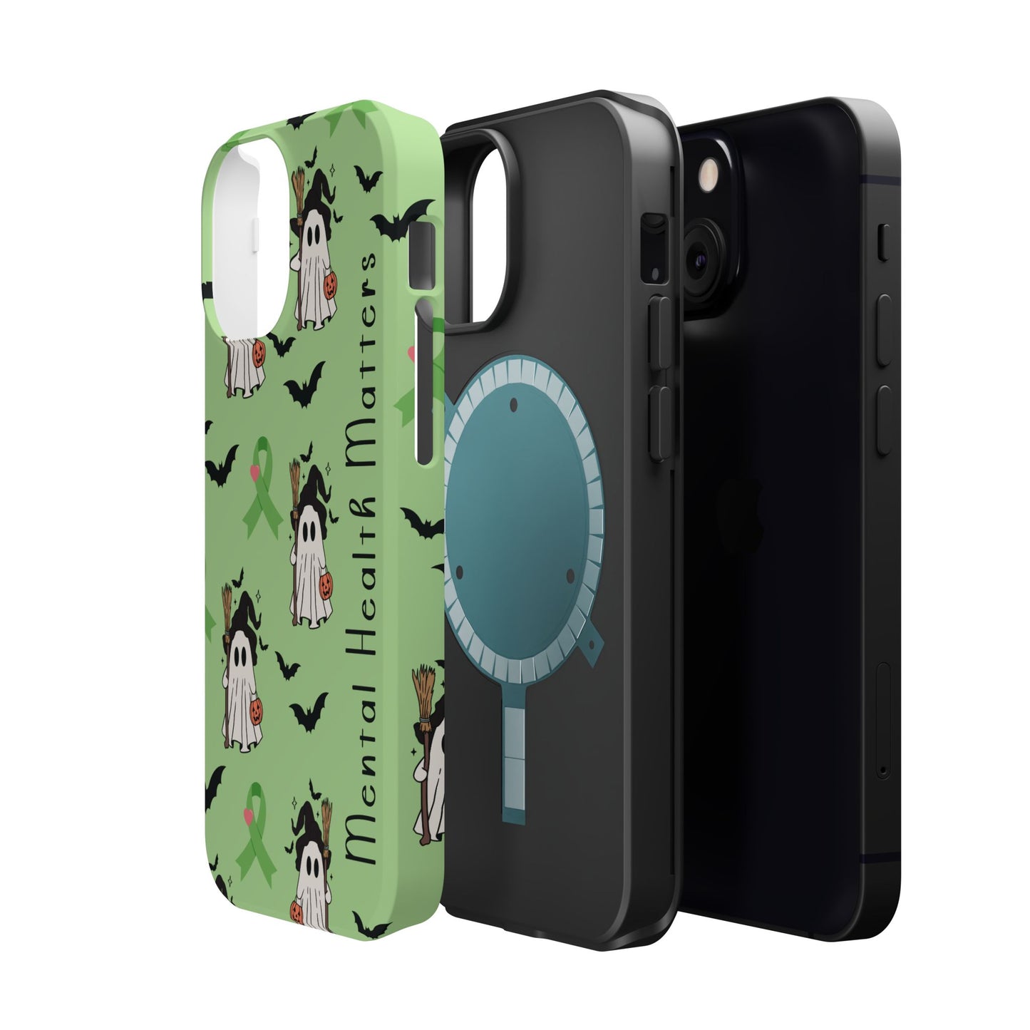 Green Halloween Mental Health Matters Ribbon Magnetic Phone Case