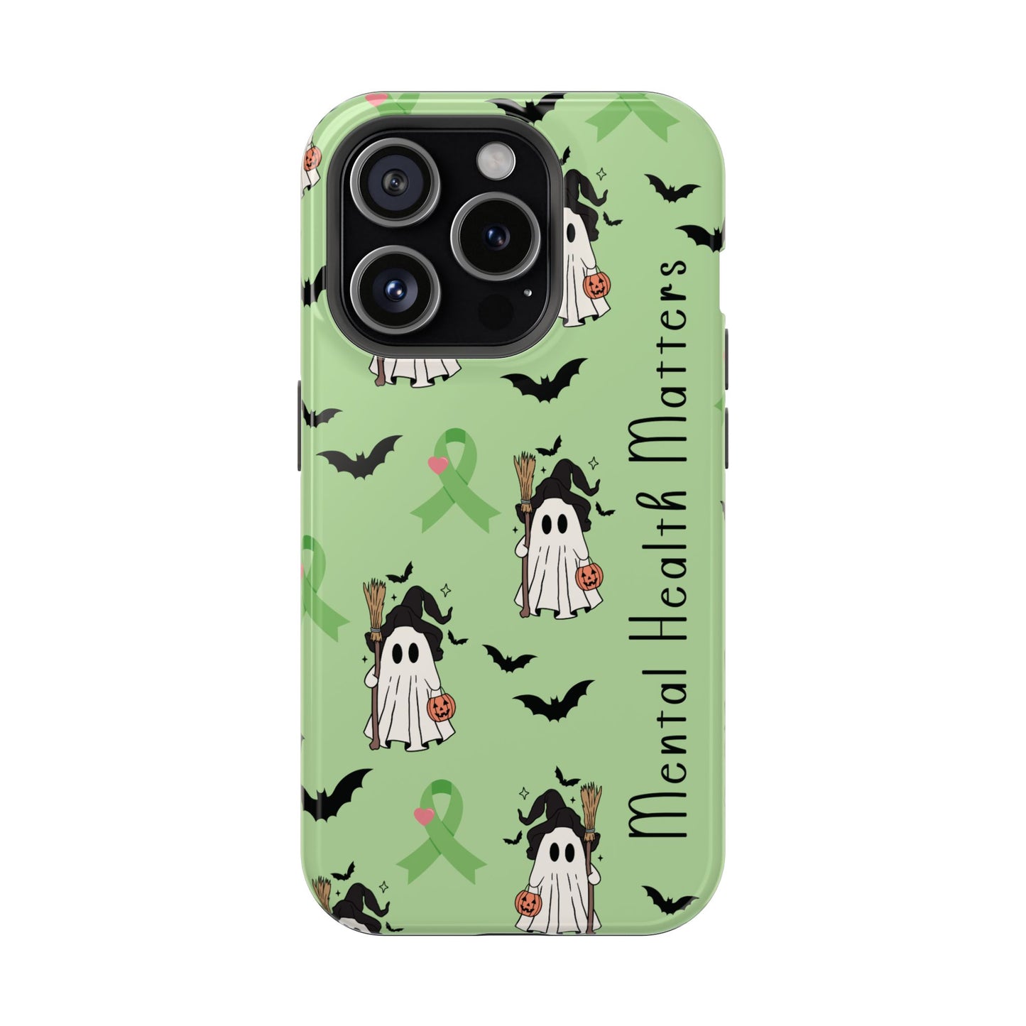 Green Halloween Mental Health Matters Ribbon Magnetic Phone Case