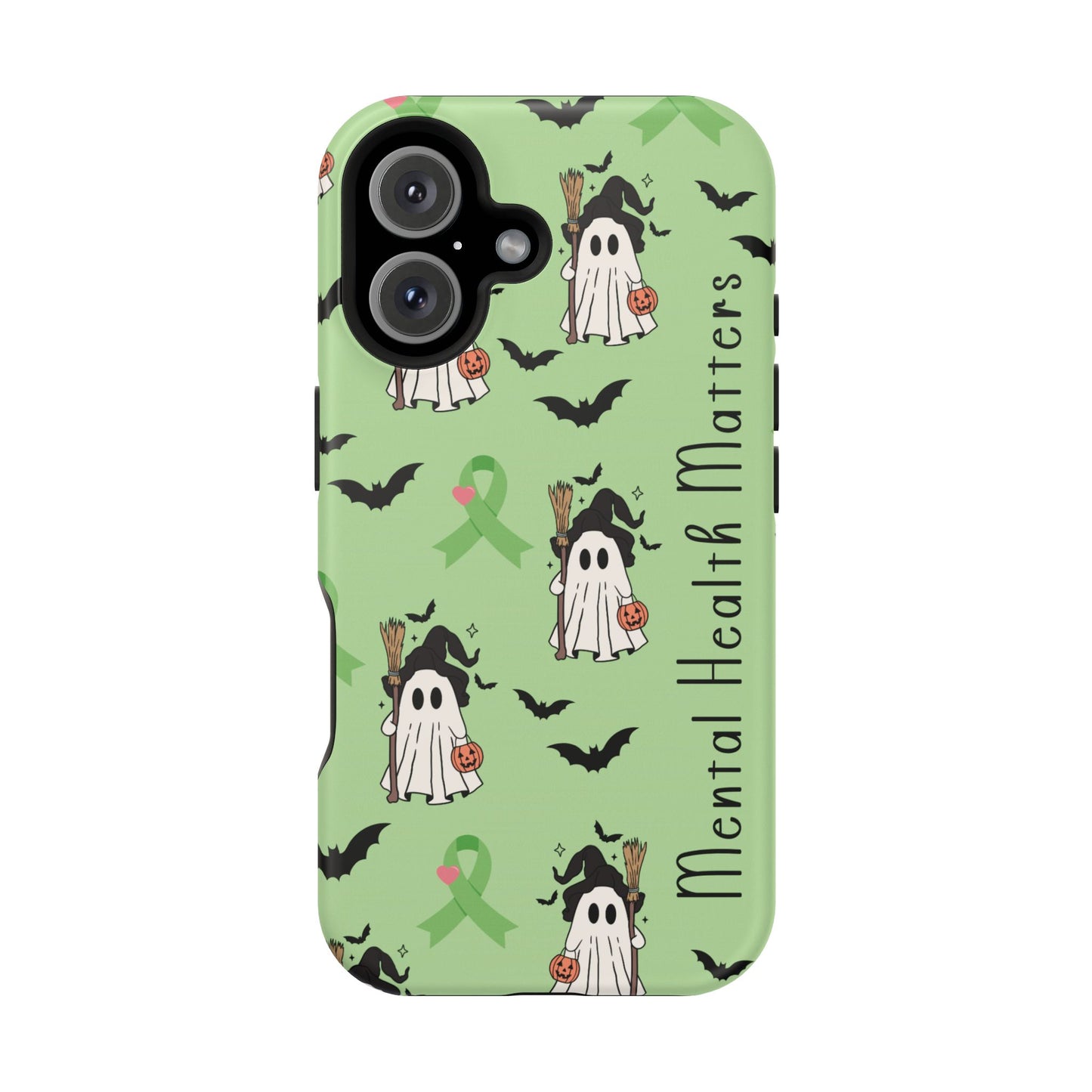 Green Halloween Mental Health Matters Ribbon Magnetic Phone Case