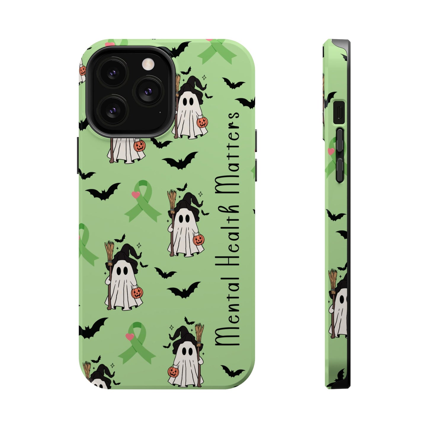 Green Halloween Mental Health Matters Ribbon Magnetic Phone Case