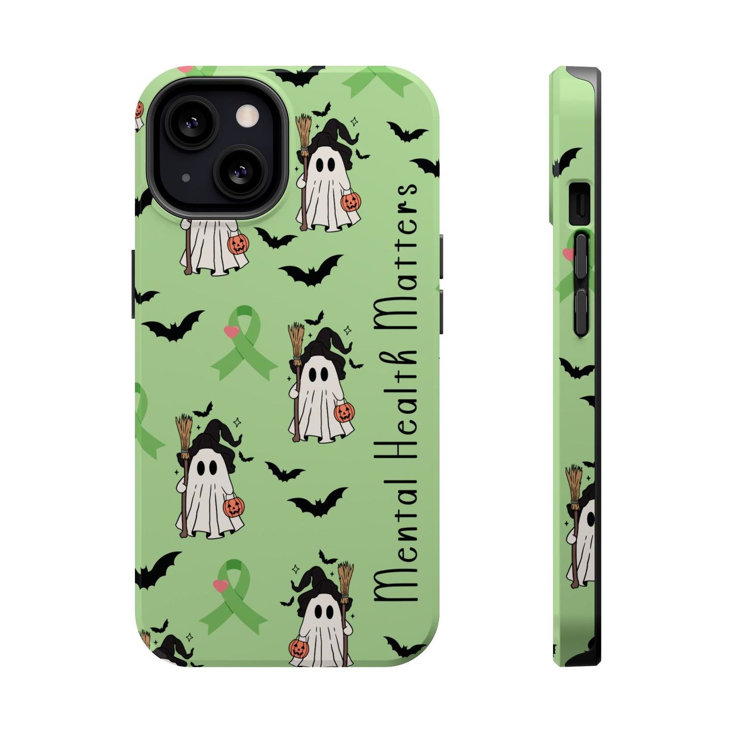 Green Halloween Mental Health Matters Ribbon Magnetic Phone Case