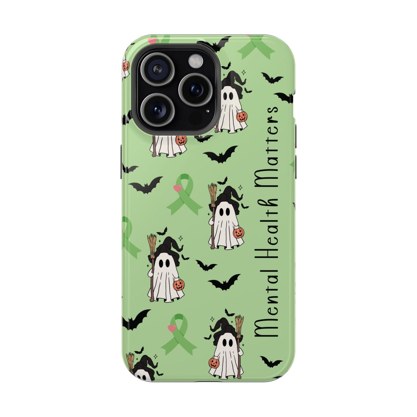 Green Halloween Mental Health Matters Ribbon Magnetic Phone Case