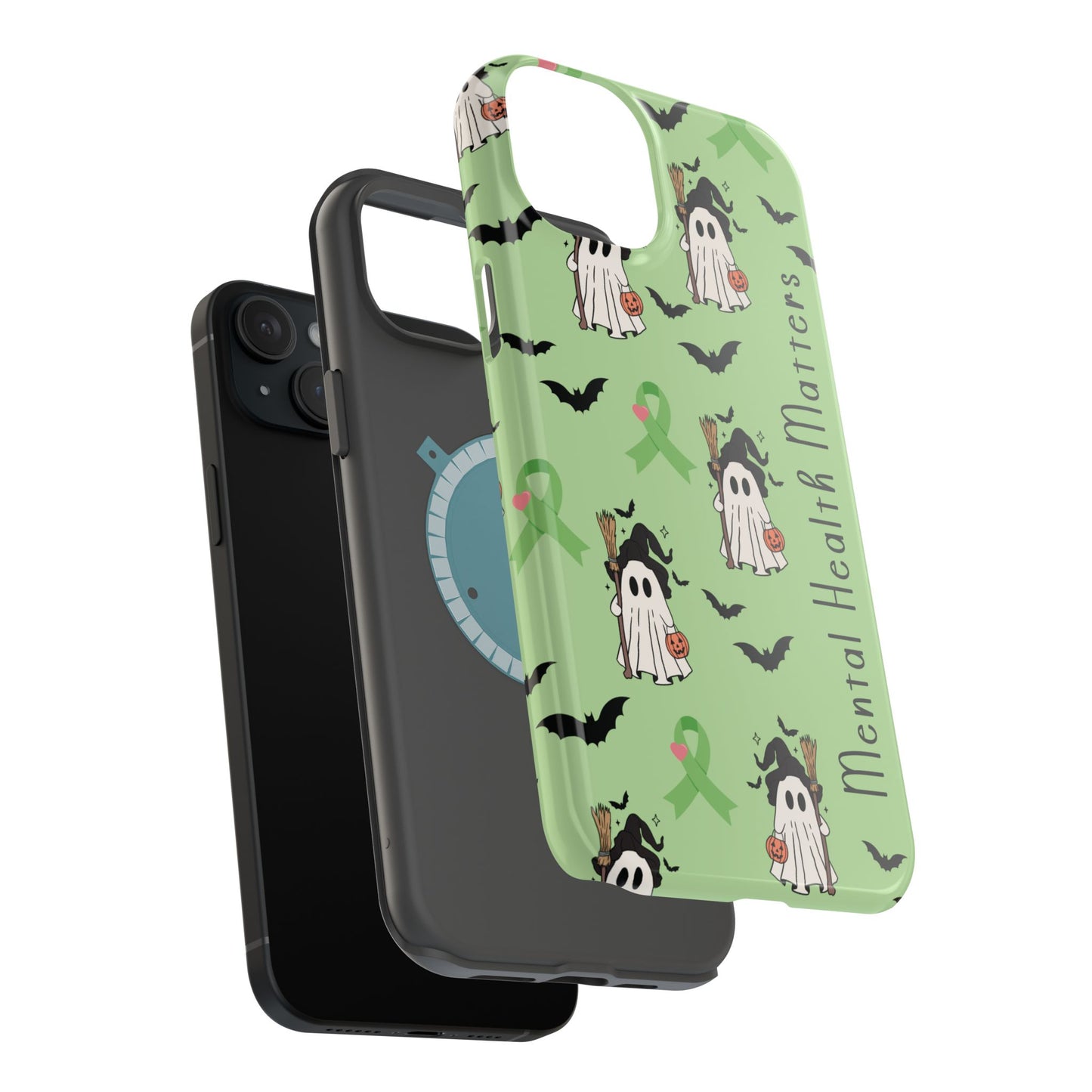 Green Halloween Mental Health Matters Ribbon Magnetic Phone Case