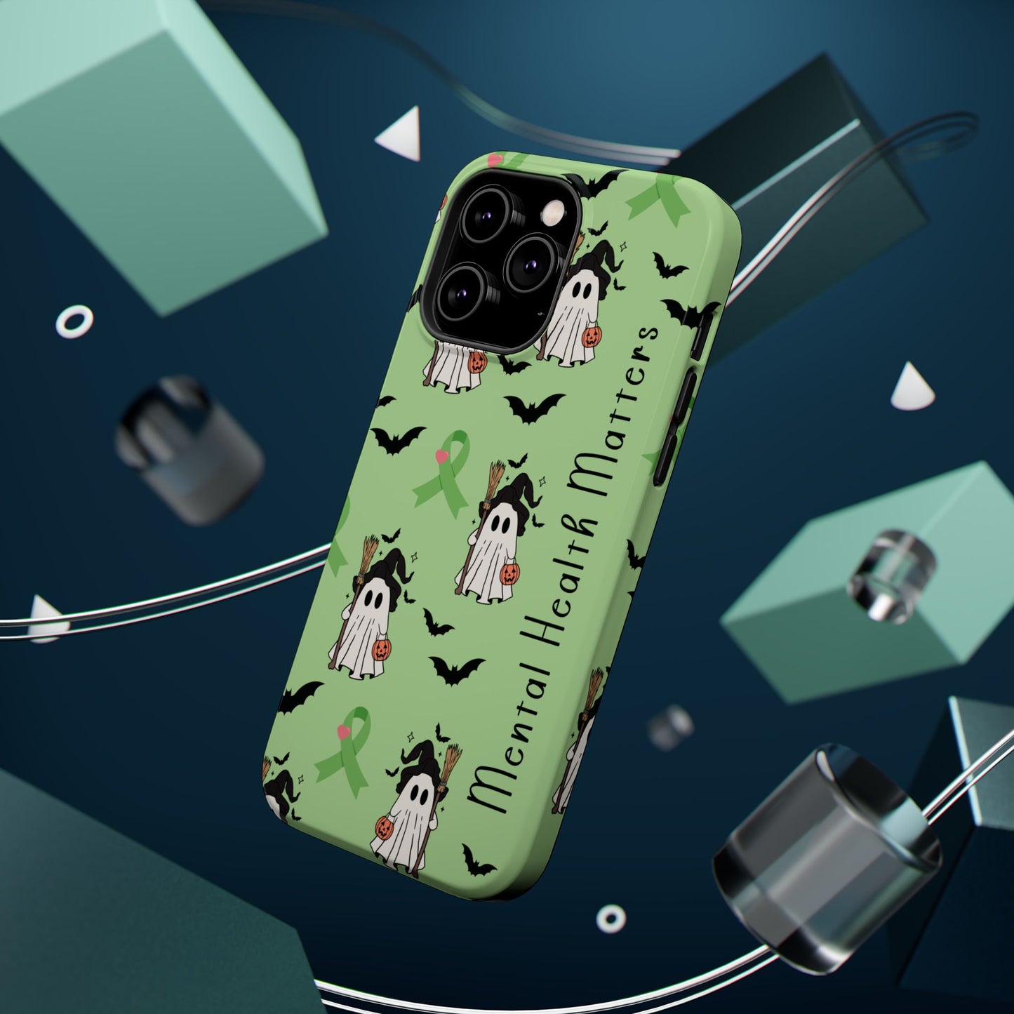 Green Halloween Mental Health Matters Ribbon Magnetic Phone Case
