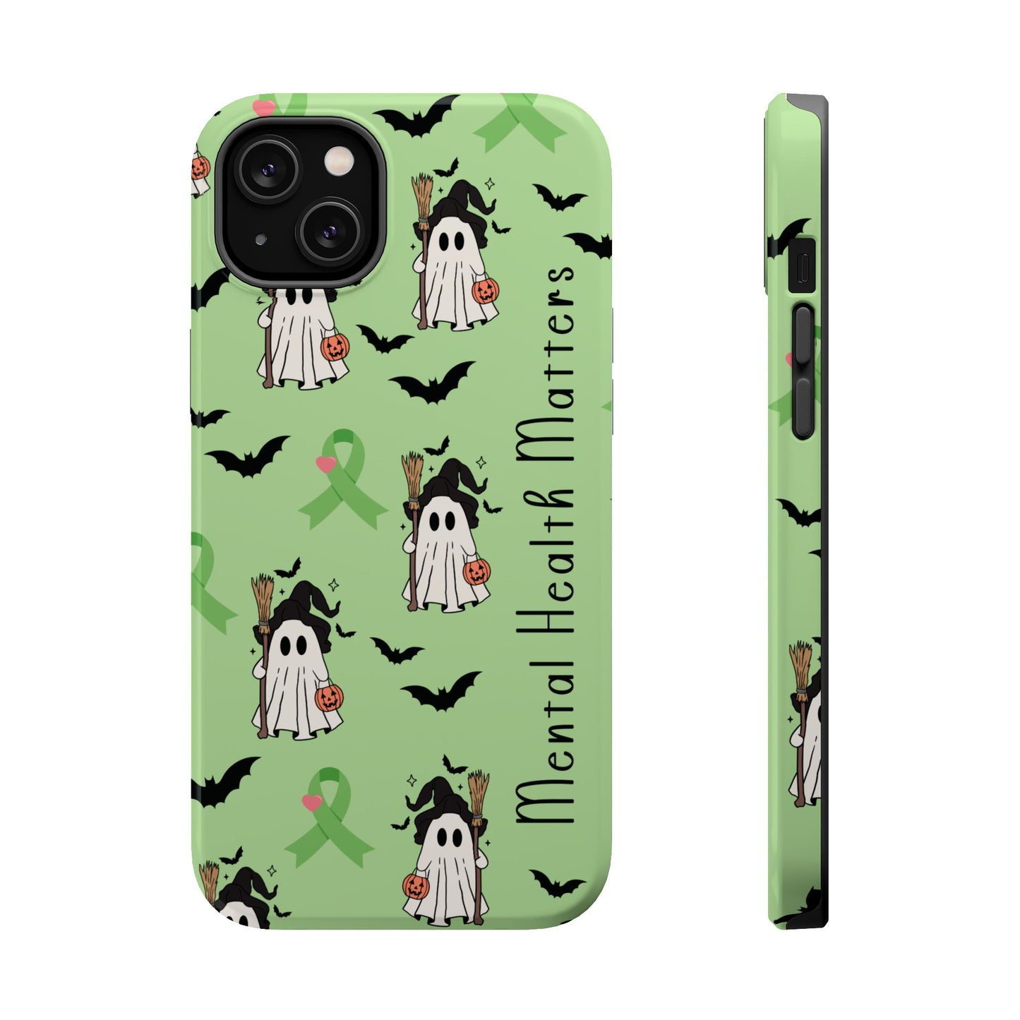 Green Halloween Mental Health Matters Ribbon Magnetic Phone Case