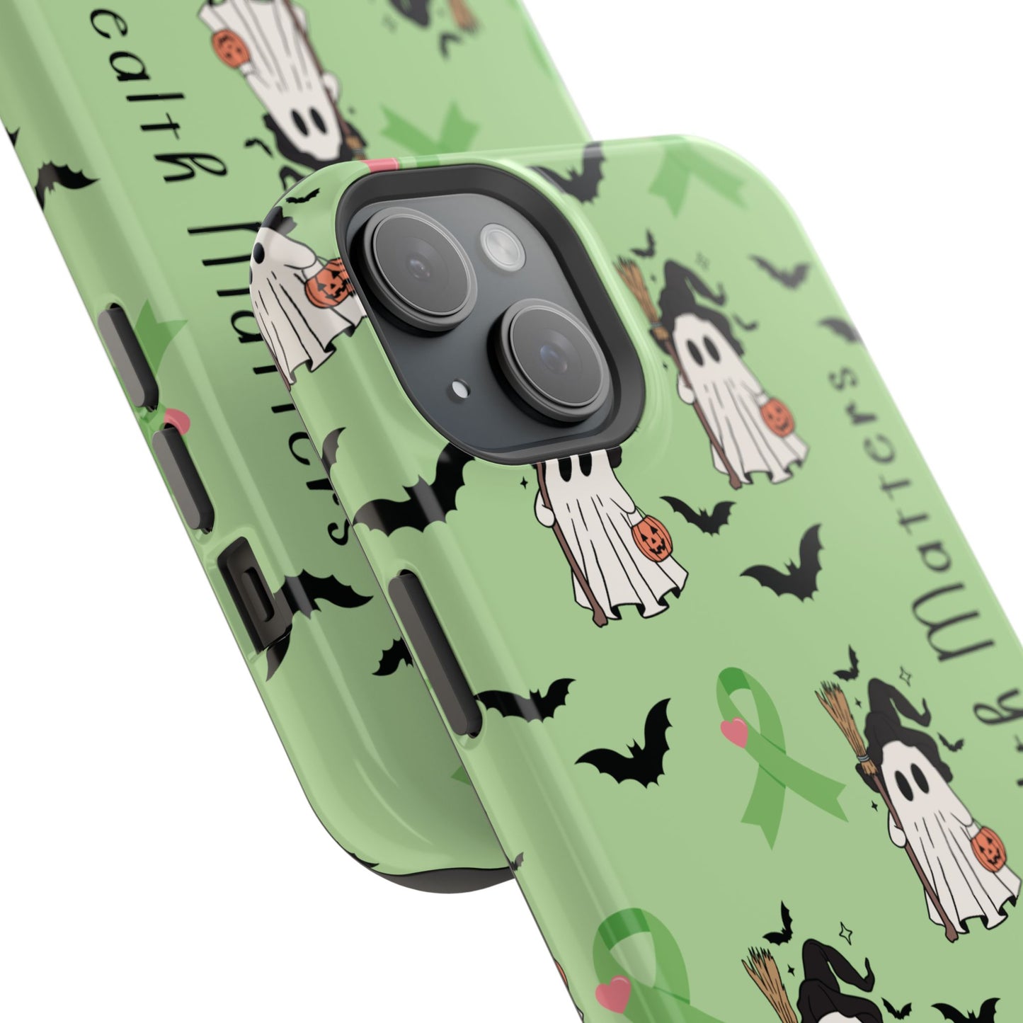 Green Halloween Mental Health Matters Ribbon Magnetic Phone Case