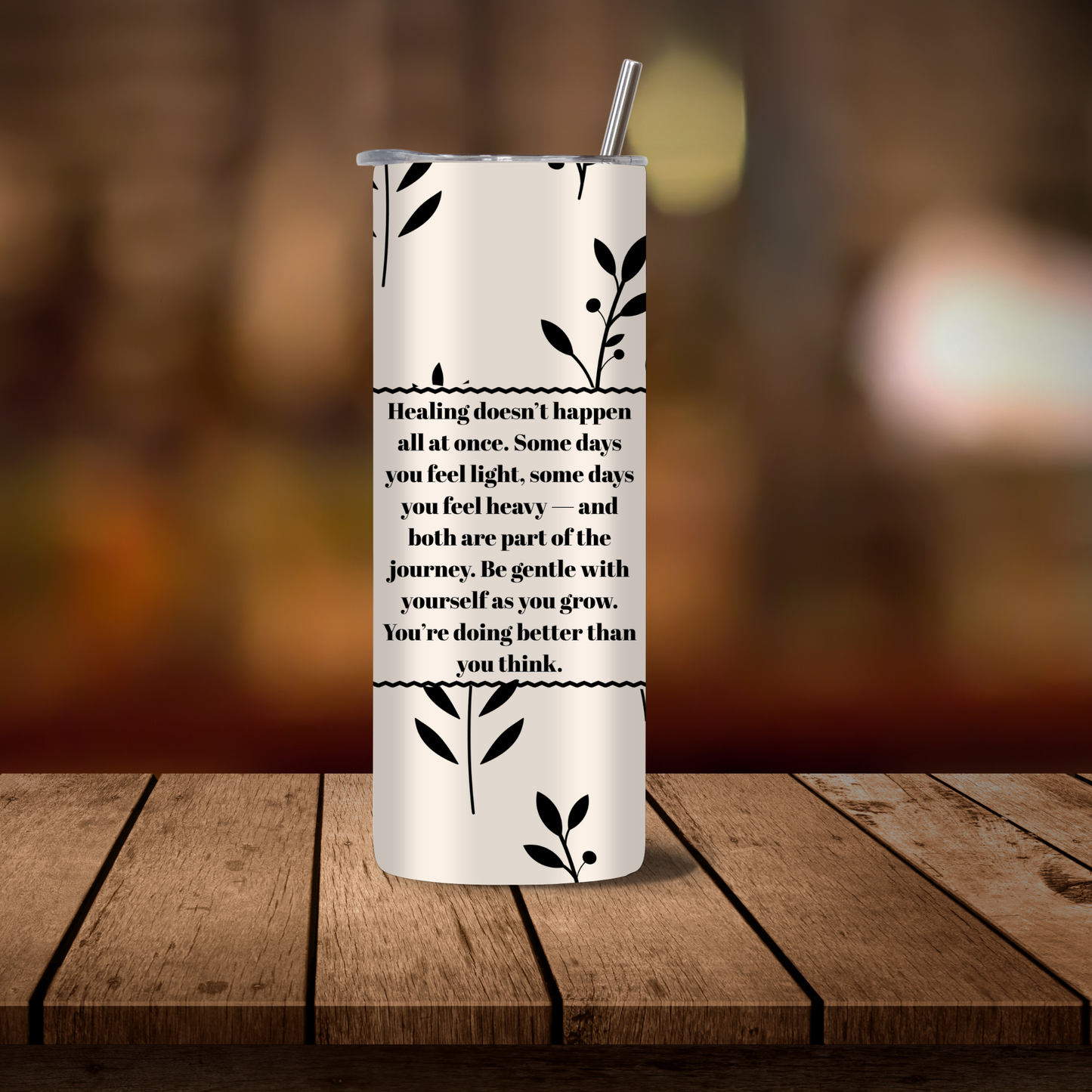 Healing Positivity Message 20 oz Tumbler | Minimalist Inspirational Insulated Stainless Steel Cup