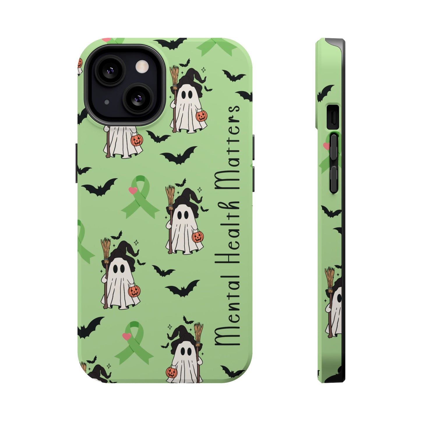 Green Halloween Mental Health Matters Ribbon Magnetic Phone Case