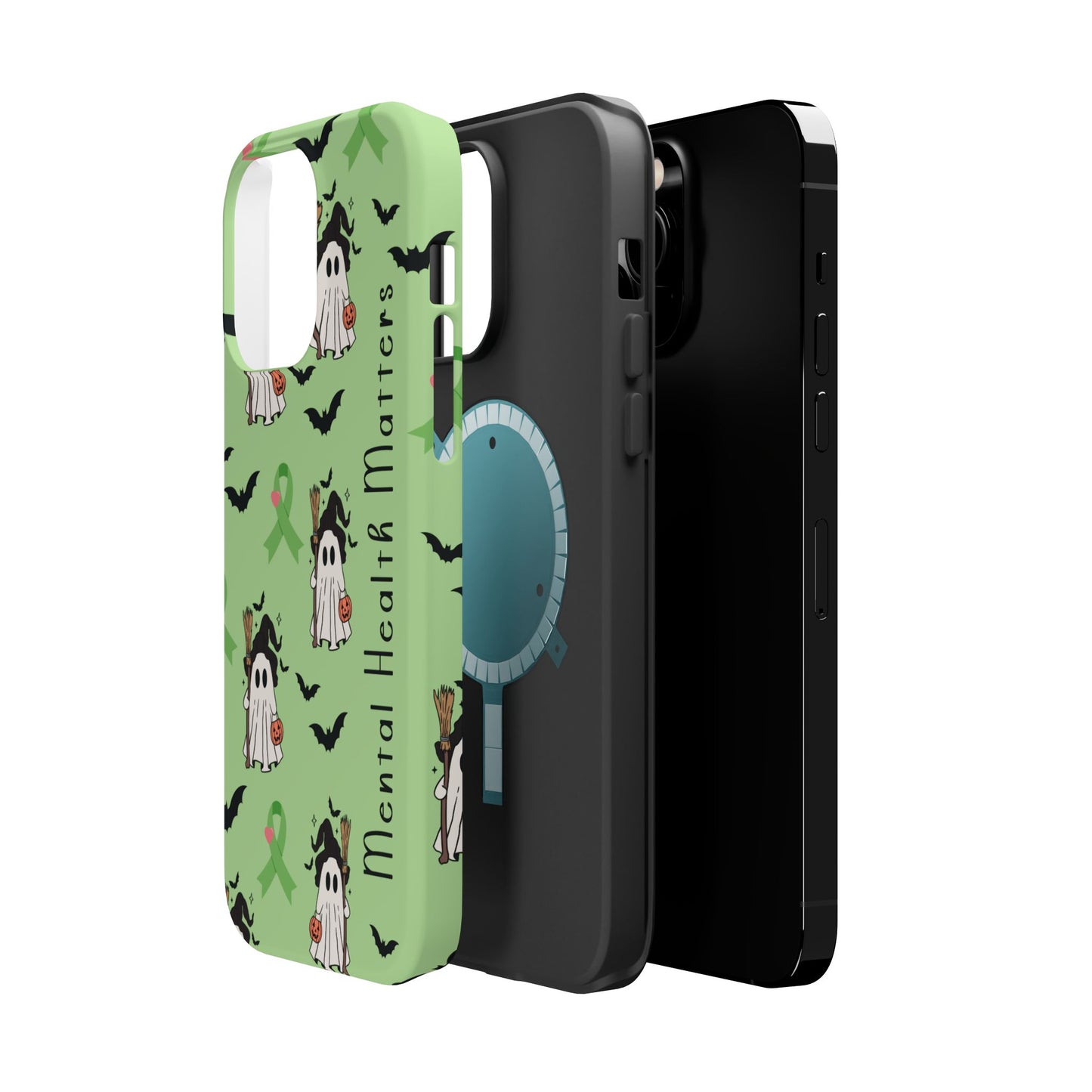 Green Halloween Mental Health Matters Ribbon Magnetic Phone Case