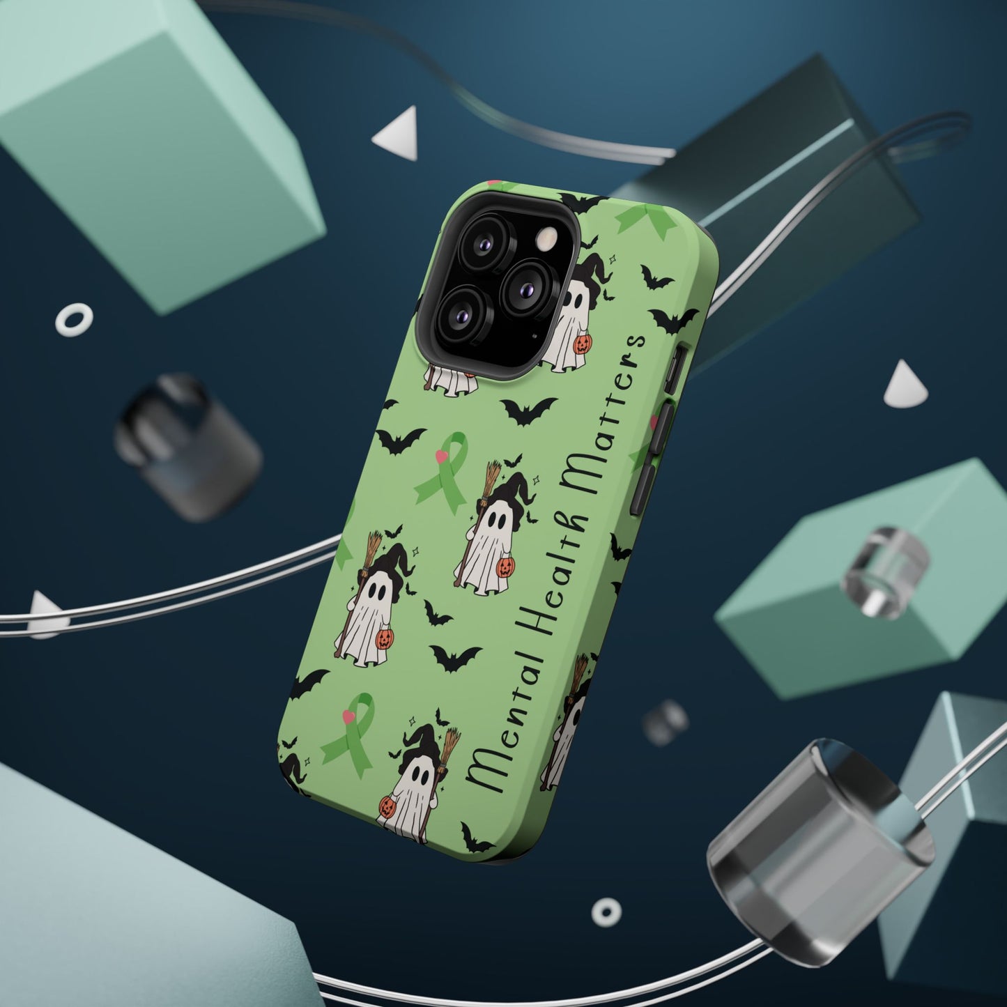 Green Halloween Mental Health Matters Ribbon Magnetic Phone Case