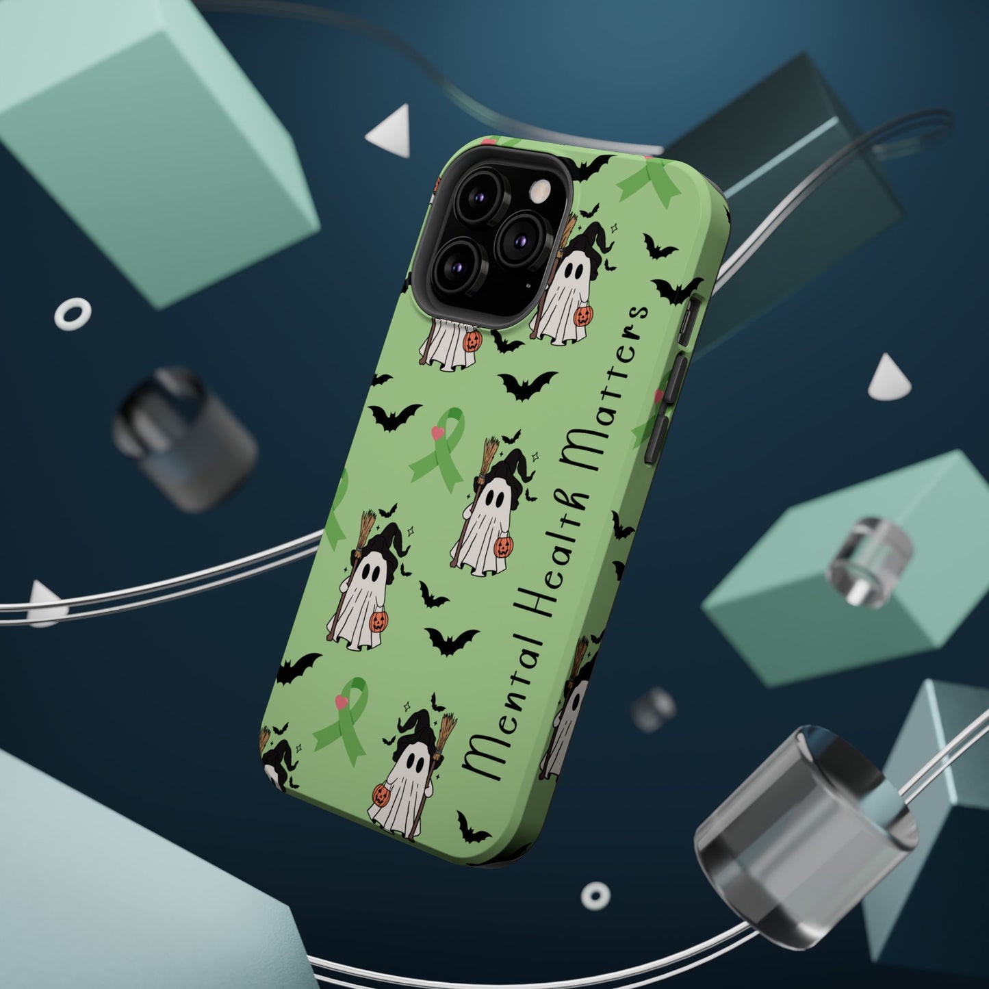 Green Halloween Mental Health Matters Ribbon Magnetic Phone Case