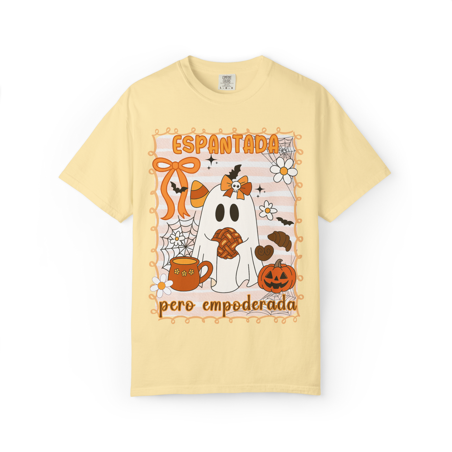 Espantada Pero Empoderada Shirt | Cute Latina Halloween Ghost Mental Health Mexican Spooky Tee