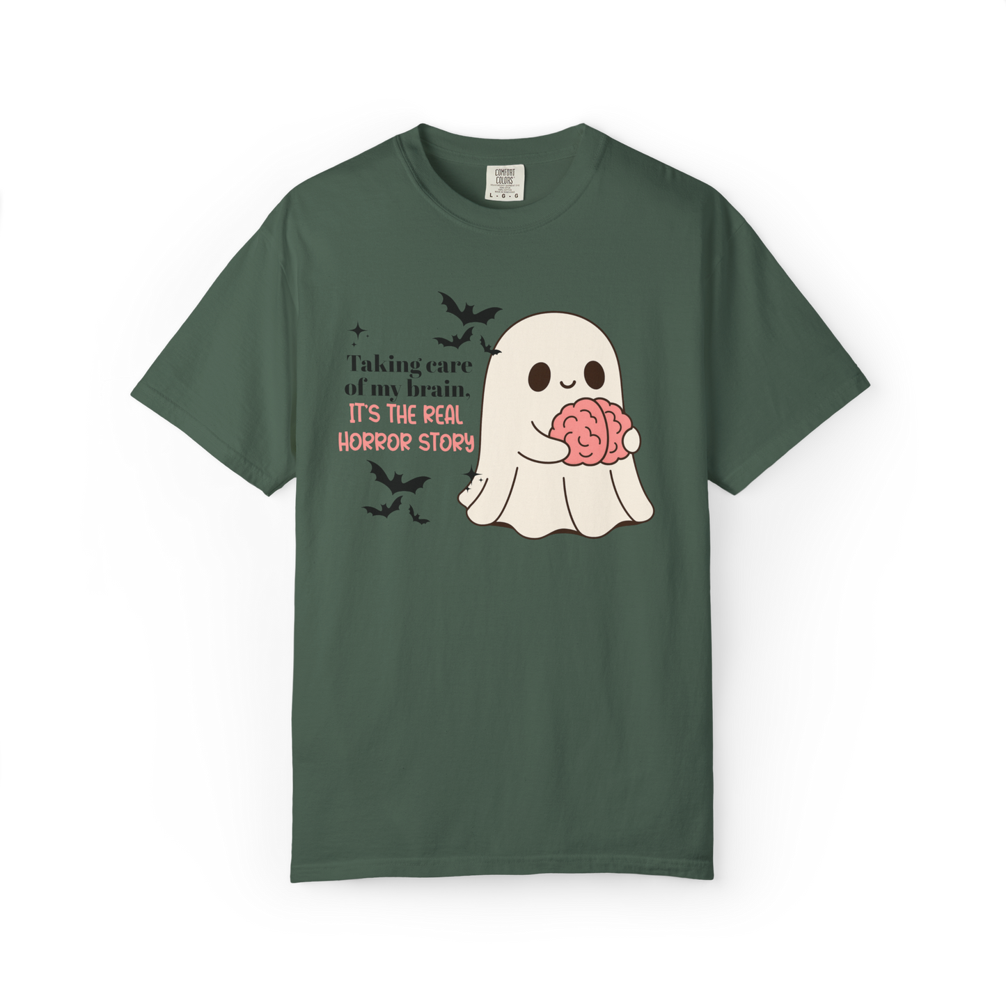 Taking Care of My Brain Shirt – Cute Halloween Ghost Mental Health Tee