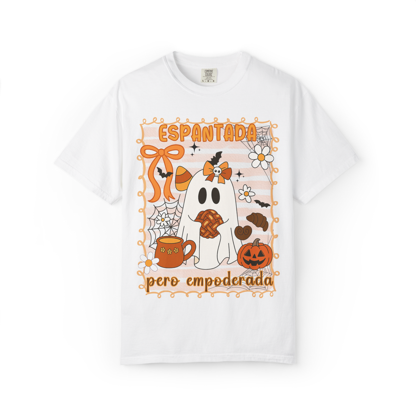 Espantada Pero Empoderada Shirt | Cute Latina Halloween Ghost Mental Health Mexican Spooky Tee