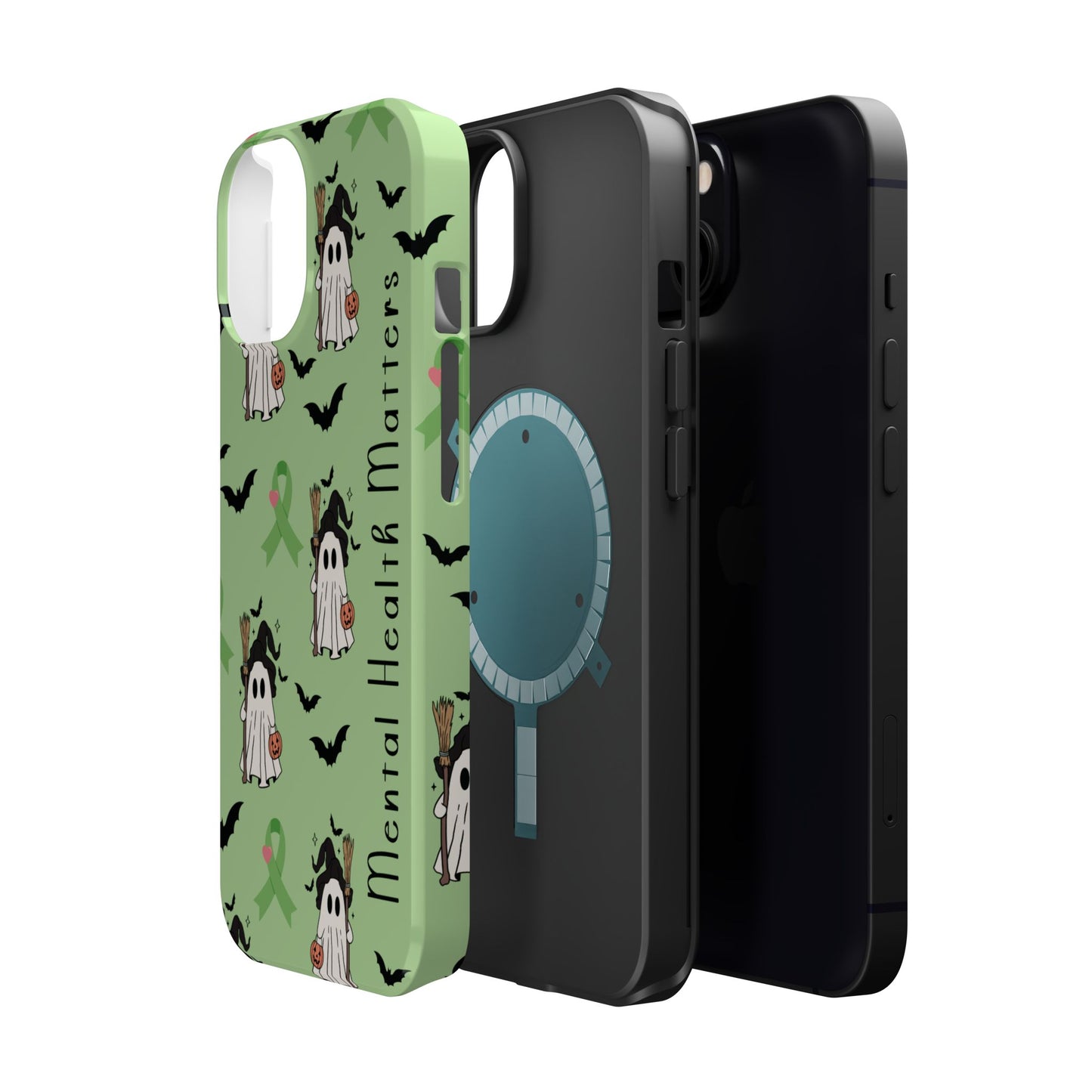 Green Halloween Mental Health Matters Ribbon Magnetic Phone Case