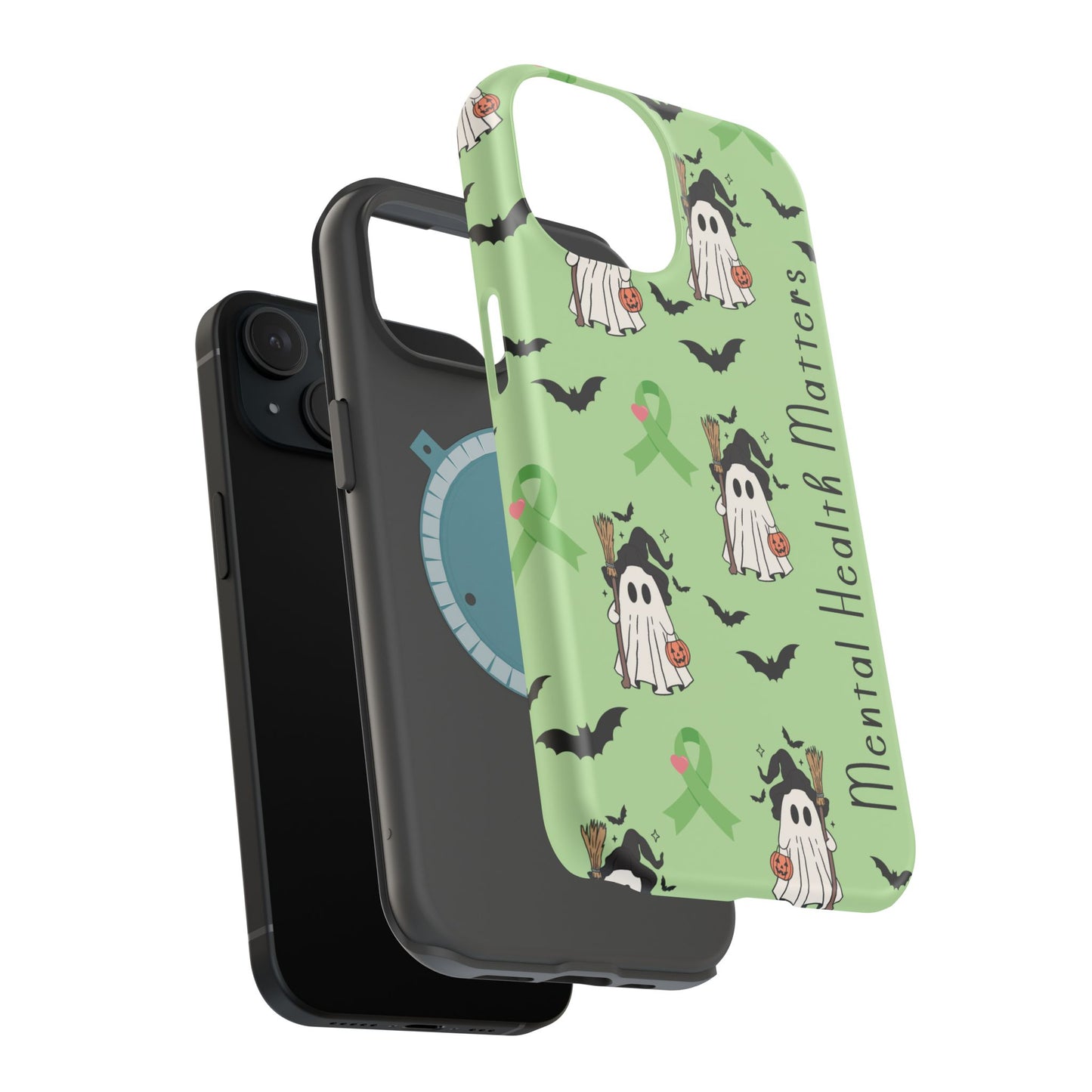 Green Halloween Mental Health Matters Ribbon Magnetic Phone Case