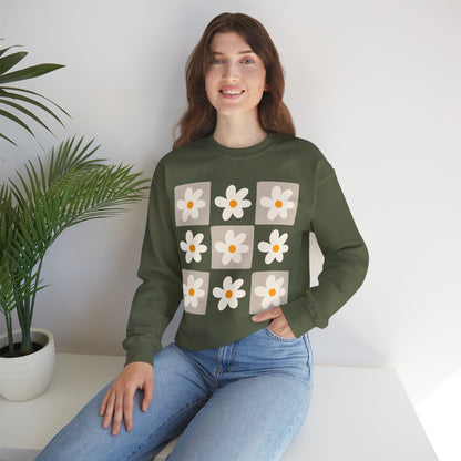 Retro Daisy Grid Sweatshirt