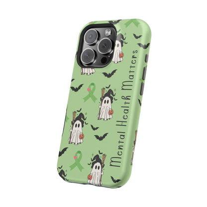 Green Halloween Mental Health Matters Ribbon Magnetic Phone Case