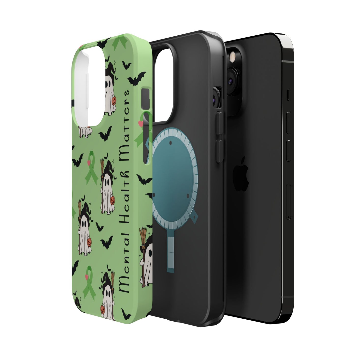 Green Halloween Mental Health Matters Ribbon Magnetic Phone Case