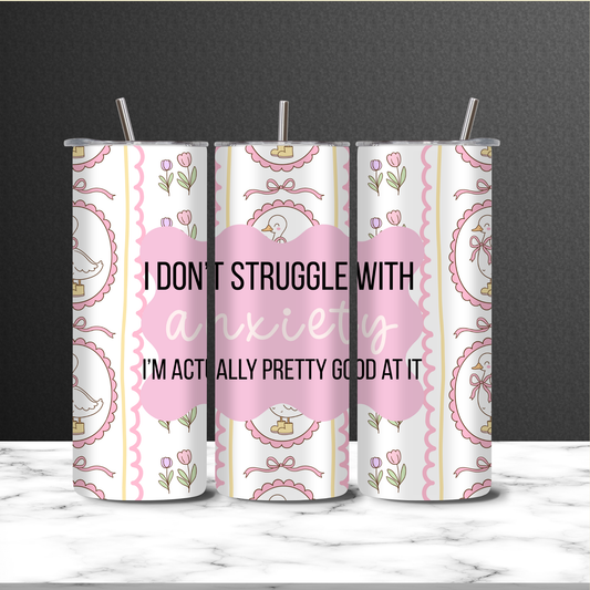 Funny Anxiety Cup 20oz Skinny, Silly Goose Coffee Cup With Lid and Straw