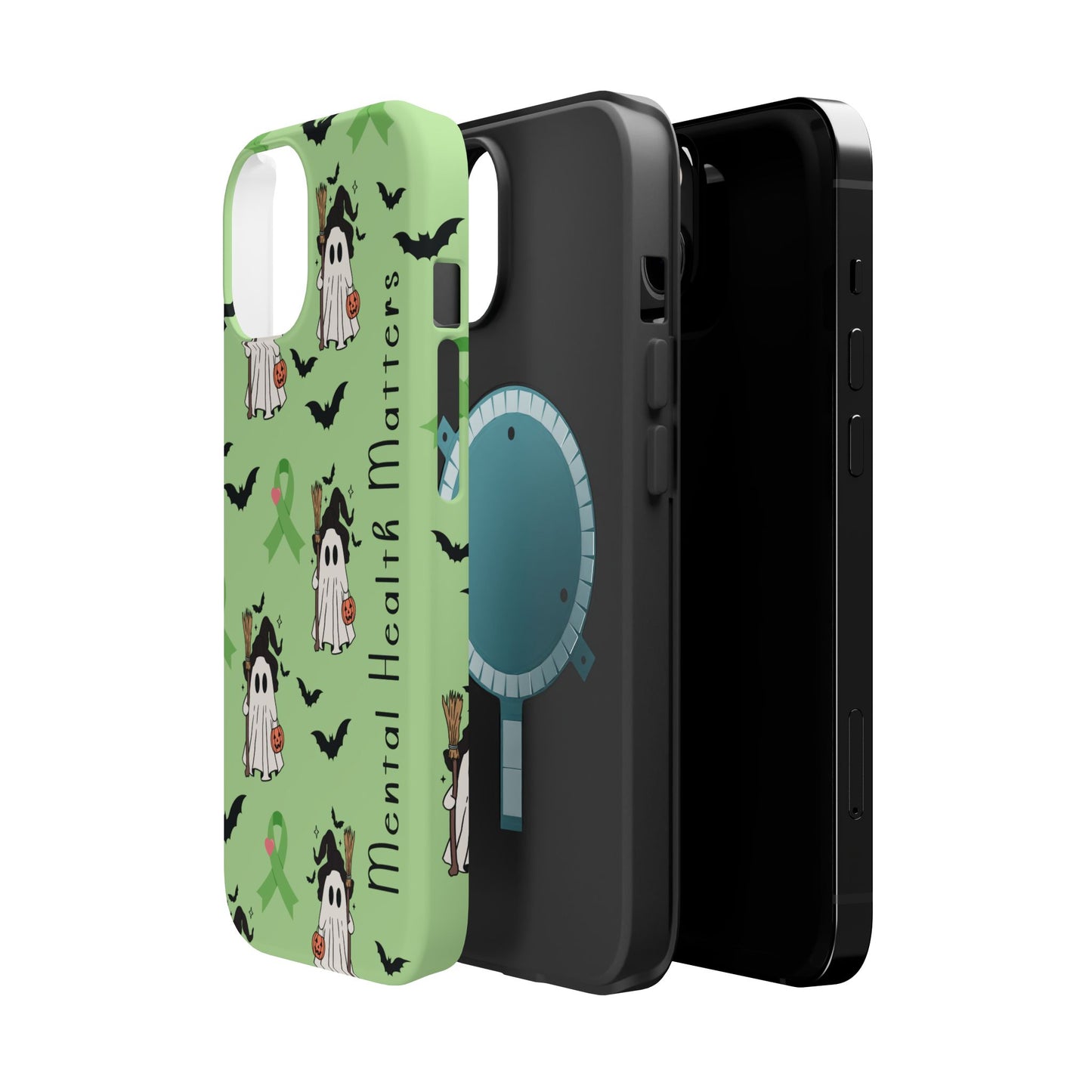 Green Halloween Mental Health Matters Ribbon Magnetic Phone Case