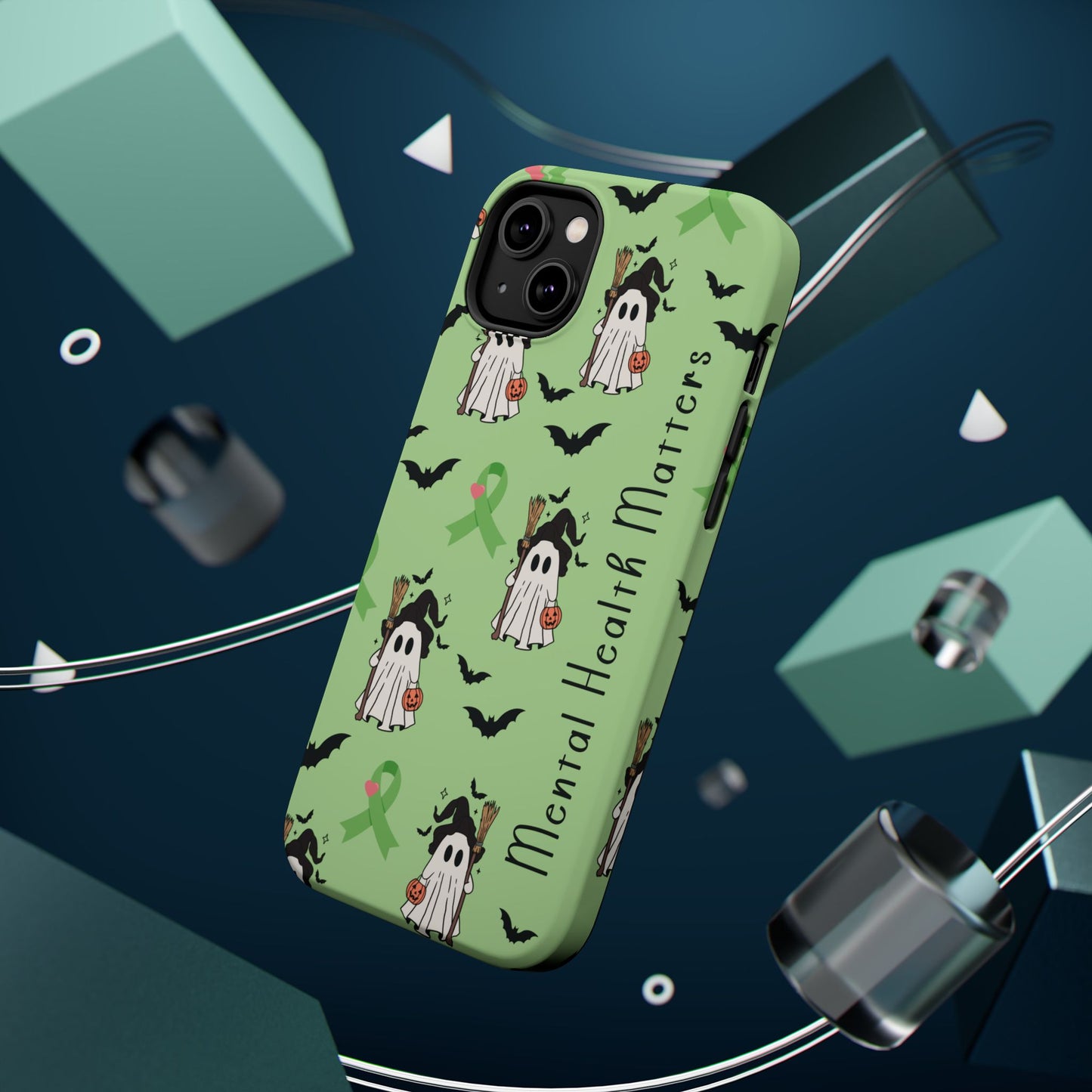 Green Halloween Mental Health Matters Ribbon Magnetic Phone Case