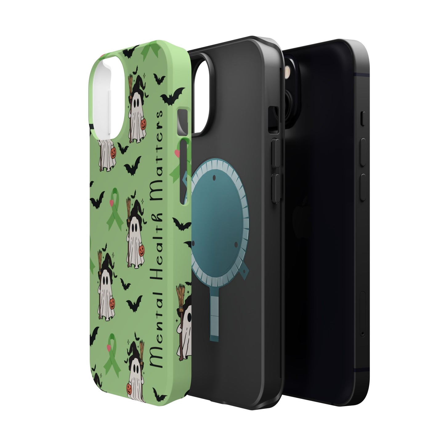 Green Halloween Mental Health Matters Ribbon Magnetic Phone Case