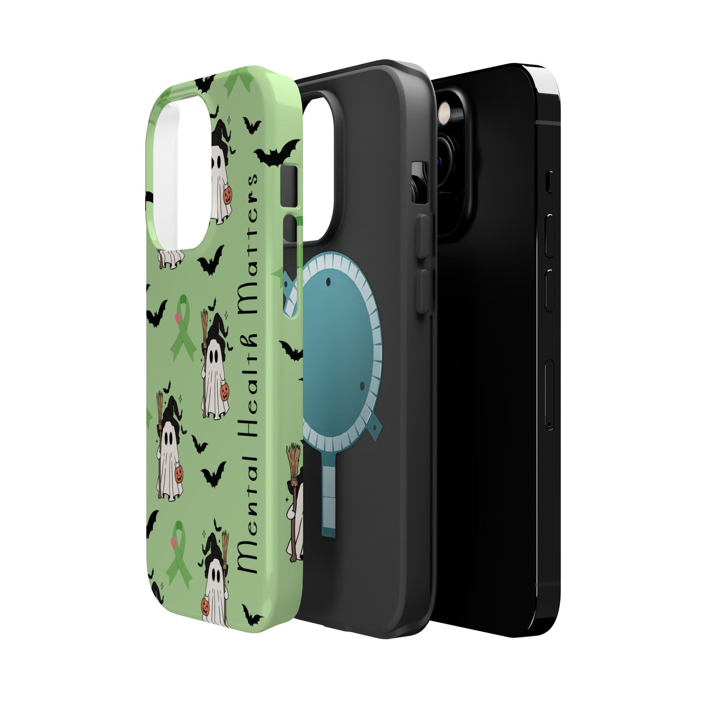 Green Halloween Mental Health Matters Ribbon Magnetic Phone Case
