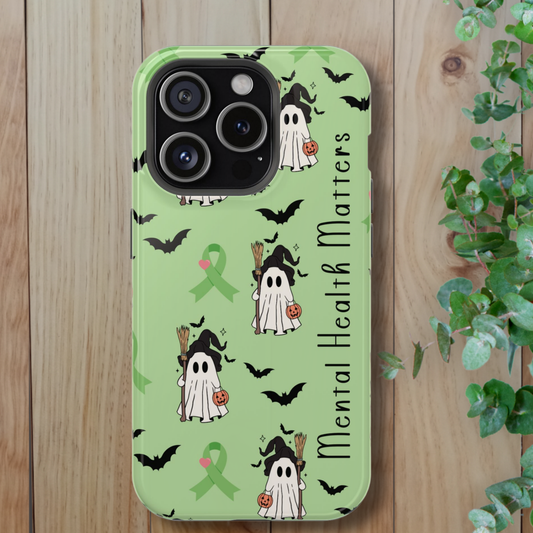 Green Halloween Mental Health Matters Ribbon Magnetic Phone Case