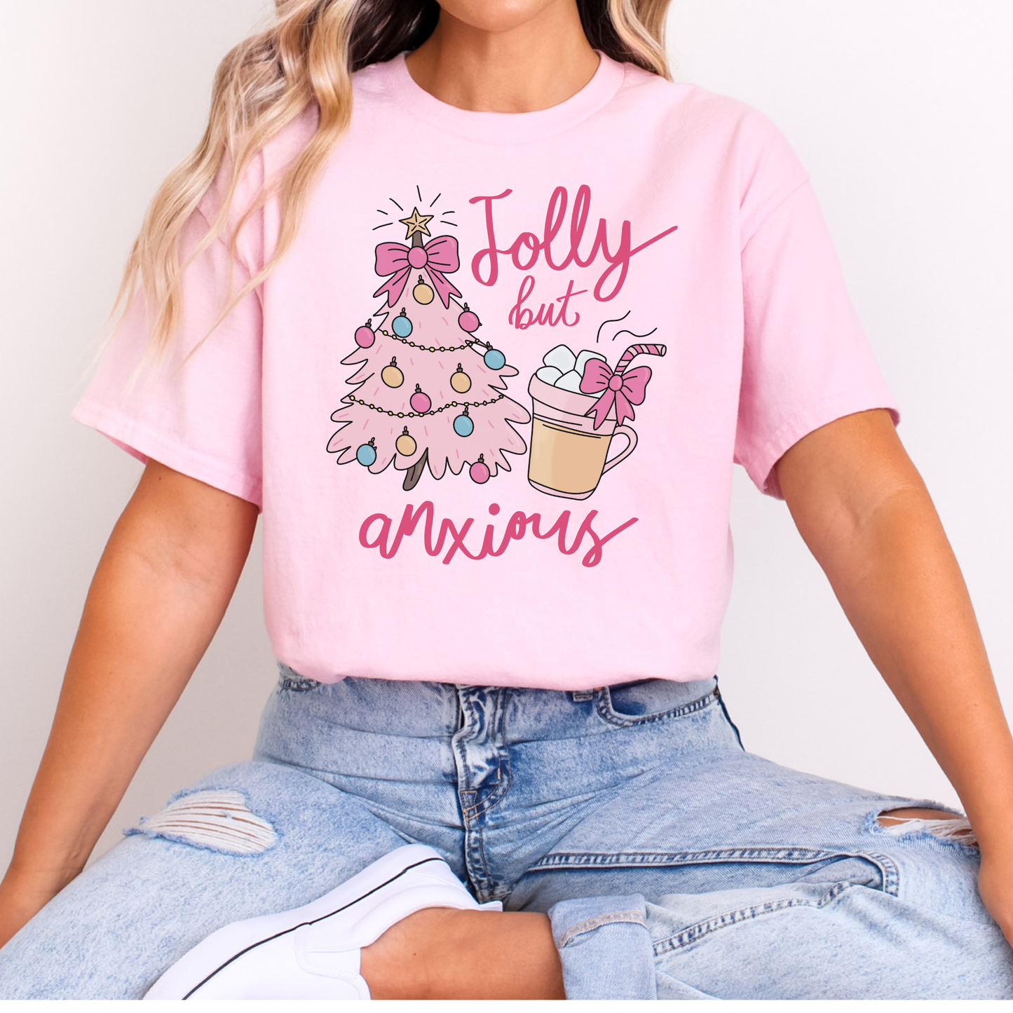 Jolly But Anxious Christmas Shirt