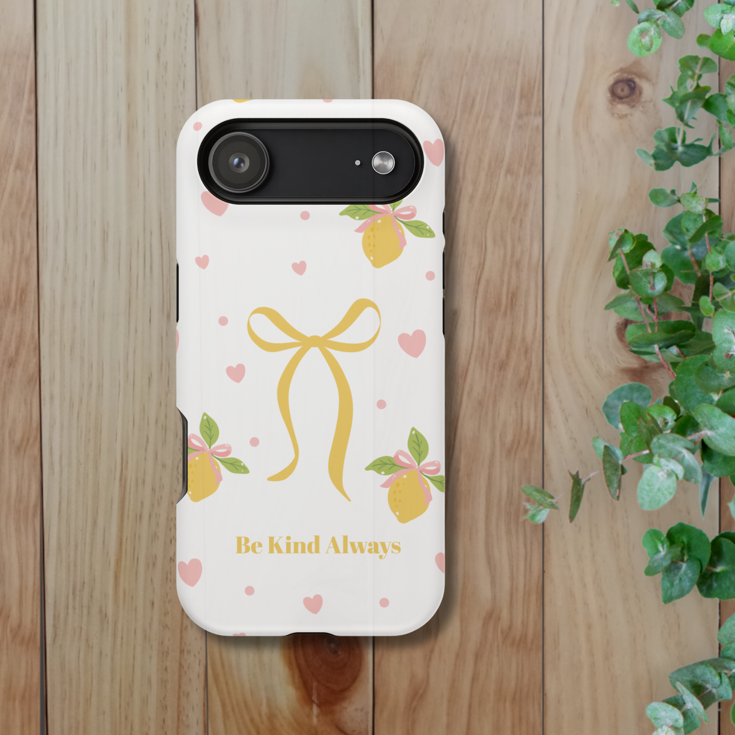 Be Kind Always Lemon Bow Phone Case — Magnetic Impact-Resistant Phone Case