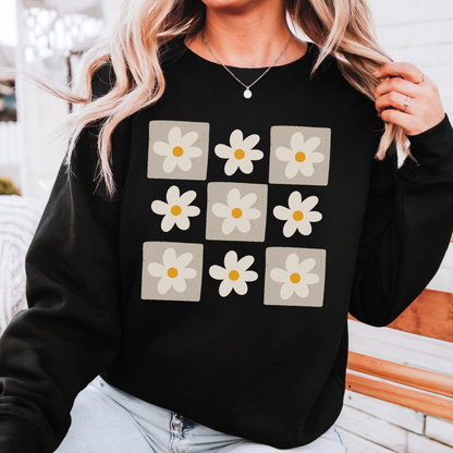 Retro Daisy Grid Sweatshirt