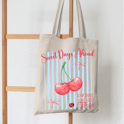 Cherry Canvas Tote Bag Sweet Days Ahead