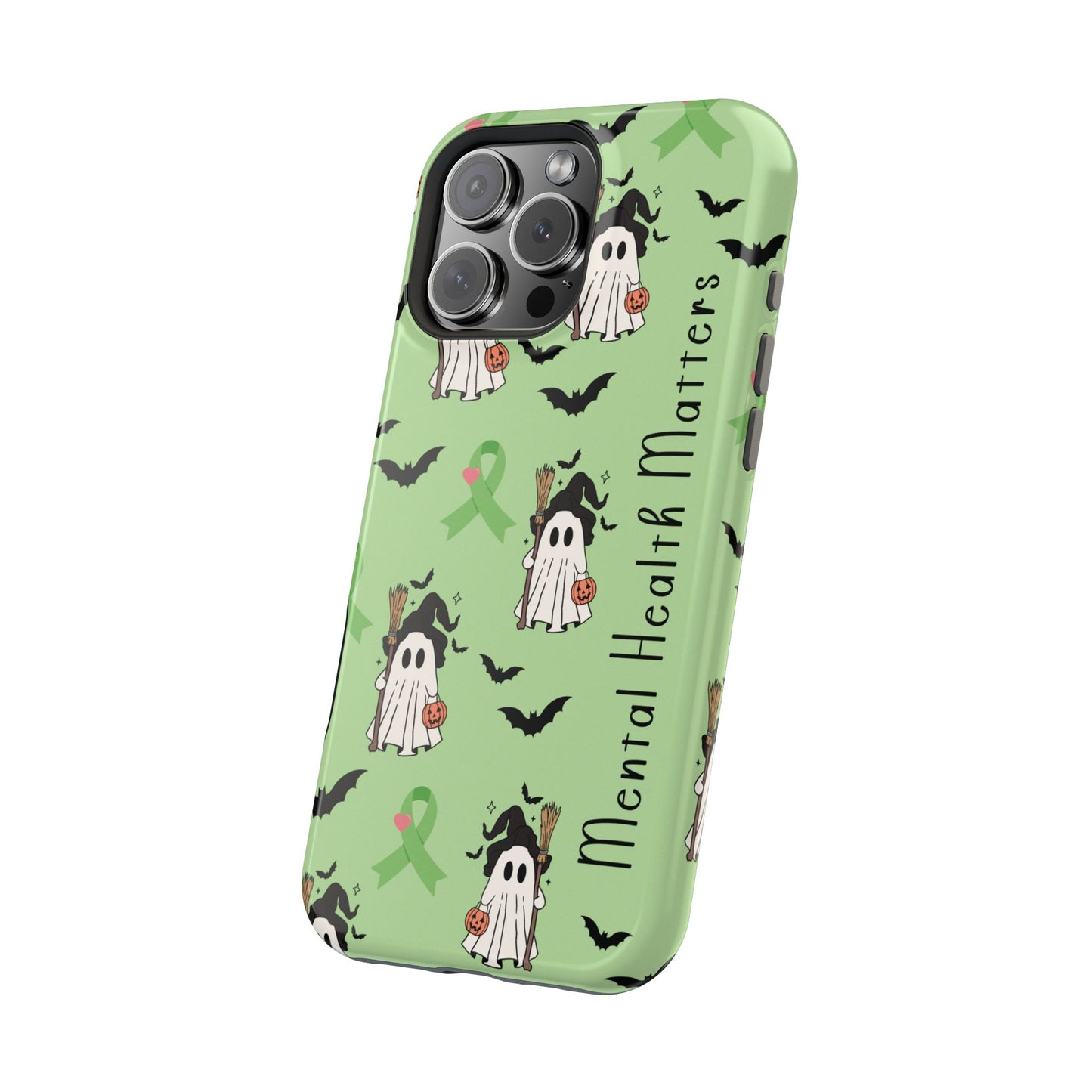 Green Halloween Mental Health Matters Ribbon Magnetic Phone Case