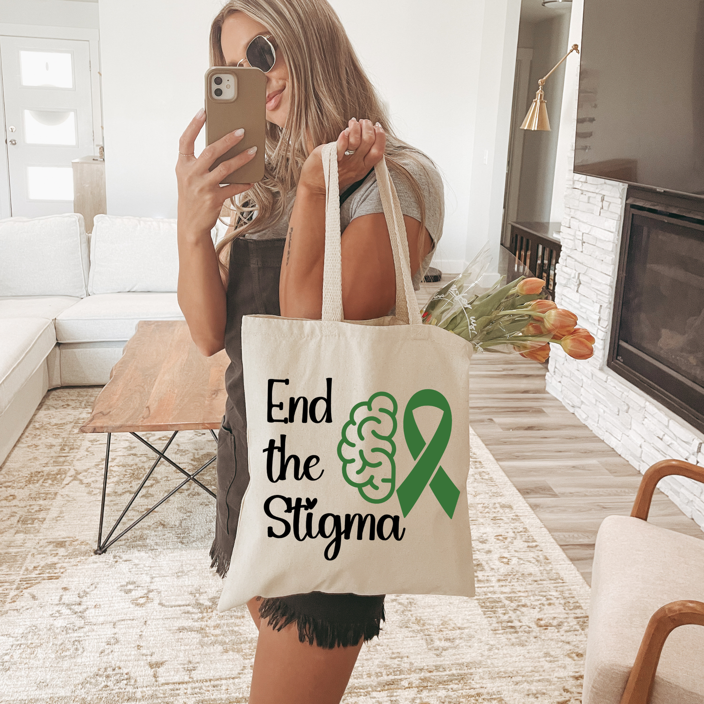 End the Stigma Tote Bag | Mental Health Awareness