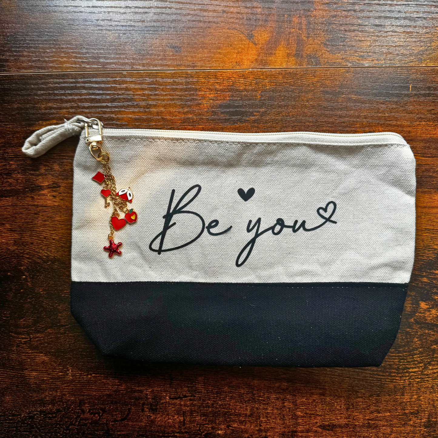 Makeup Bag Gift Set with Charm Keychain & Mystery Beaded Pen or Wristlet