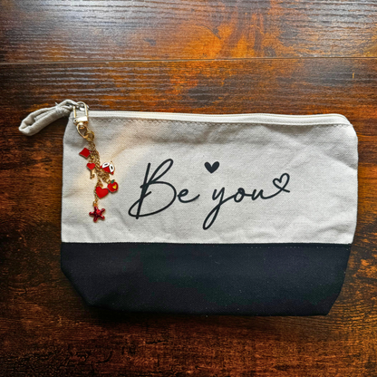 Makeup Bag Gift Set with Charm Keychain & Mystery Beaded Pen or Wristlet